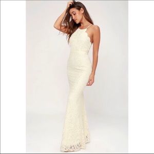 Lulus zenith cream lace maxi dress